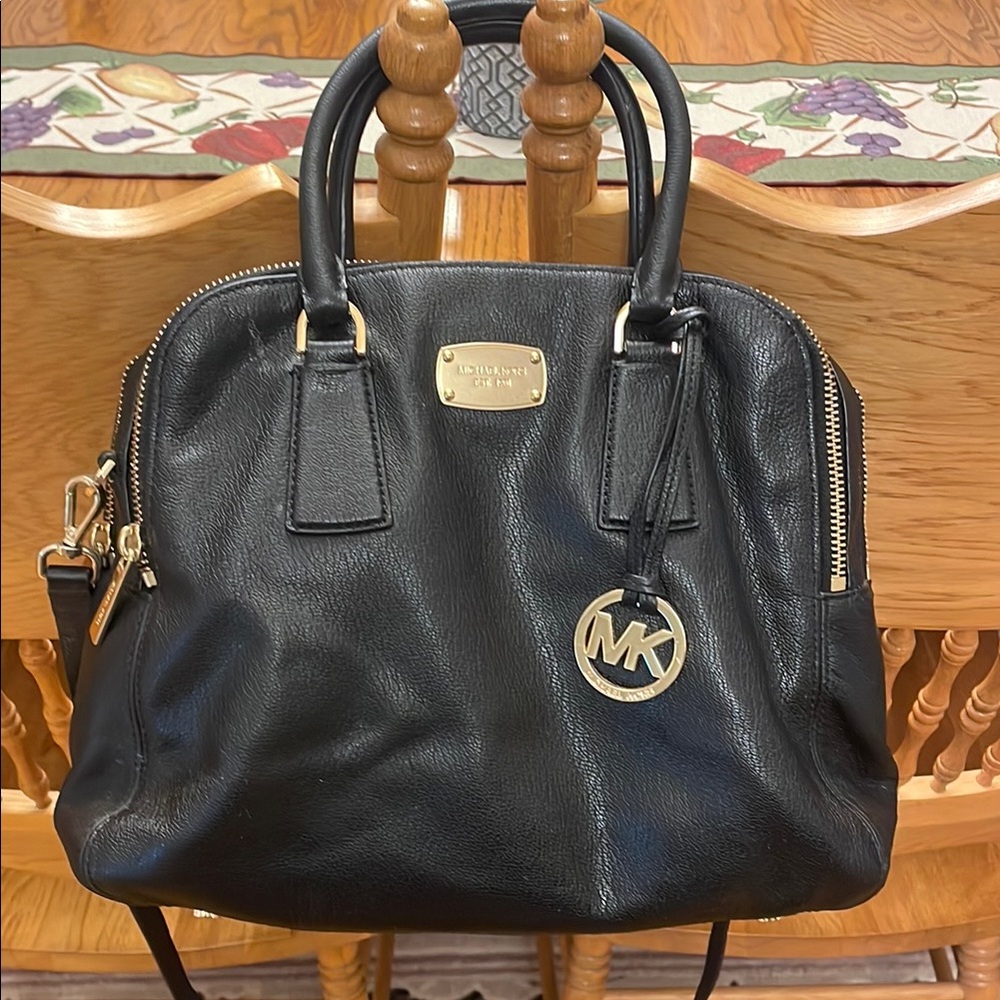 Michael Kors Black Leather Bag with Handles & Shoulder Strap. EUC